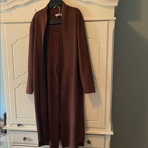 Brown Longline Cardigan set with pants and blouse. New with out tags
